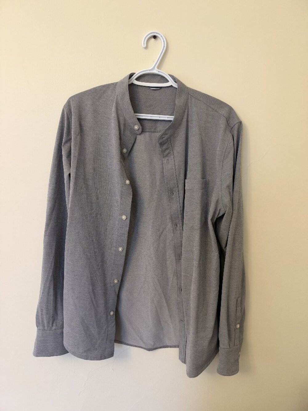 Kit and Ace Grey Band Collar Button-Front Shirt Men's Medium